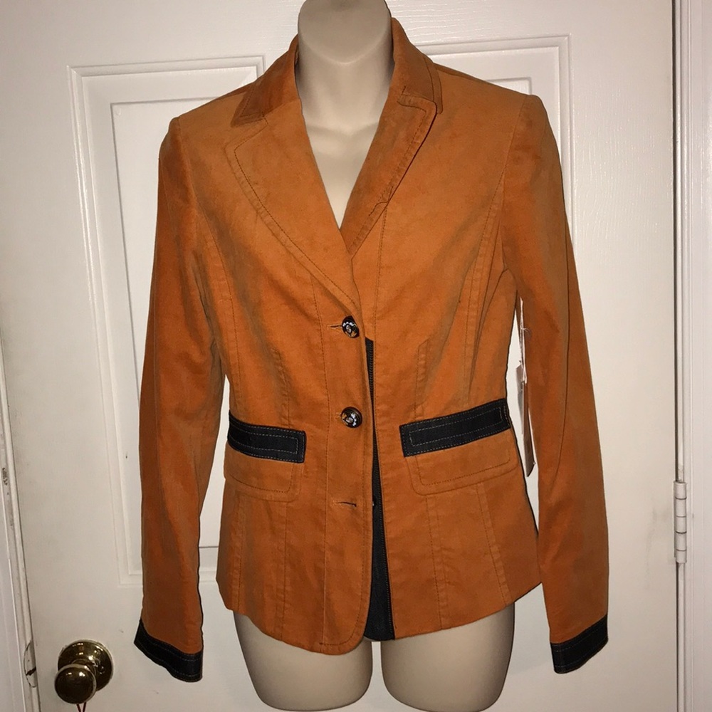 W by Worth New York Orange Denim Tuxedo Jacket